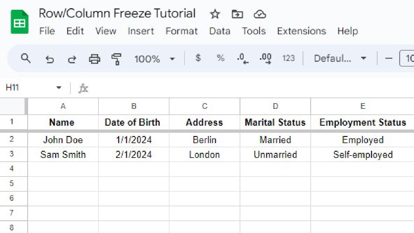 How to freeze Rows/Columns in Google Sheet